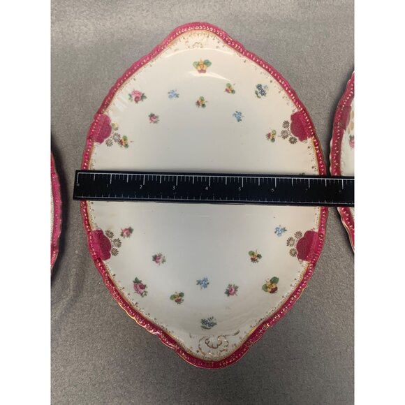Vintage Victoria Austria Floral Ceramic Serving Platters Set of 3 Pink & White - Picture 10 of 16